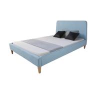 Homestyle4u Lit rembourré en tissu 140 x 200 cm Bleu