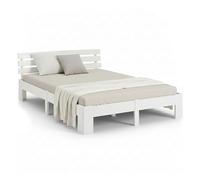 Homestyle4u Lit double Futon 1821 140x200 Bois de pin massif Sommier à lattes Blanc