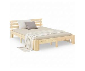 Homestyle4u 1837, Lit Simple en Bois 140x200, lit Simple avec sommier à Lattes, Naturel, pin Massif