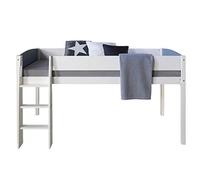 Homestyle4u 1845, Lit Superposé Lit Enfant 90x200 avec Chelle Lit de Jeunesse Blanc Gris