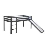 Lit enfant lit mezzanine superposé tobboggan gris bois pine 90x200 single
