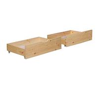 Homestyle4u Tiroirs de rangement pour lit gigogne en bois à roulettes Multicolore G