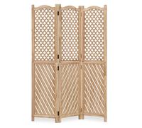 Homestyle4u 2014 Paravent 3 panneaux en bois naturel, protection visuelle espagnole