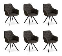 Homestyle4u Chaise de salle à manger 2350 – Lot de 6 chaises rembourrées avec accoudoirs Gris