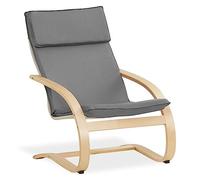 Homestyle4u 2405 Fauteuil de relaxation avec accoudoirs Gris