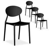 Chaise de jardin Lot de 4 Noir Chaises design moderne Plastique Chaises exterieur Chaises empilable Chaise de cuisine