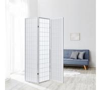 Homestyle4u 260 Paravent intérieur 3 pièces en bois blanc Paravent brise-vue papier de riz Hauteur 175 cm