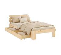 Homestyle4u 3326 Lit simple 90 x 200 cm avec espace de rangement, matelas à ressorts ensachés, lit en bois massif avec sommier à lattes et 2 tiroirs en pin naturel
