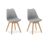 Homestyle4u 3347 Lot de 2 chaises de salle à manger, en plastique, avec pieds en bois, modernes, pour cuisine, salle à manger, salon, cuisine - Blanc