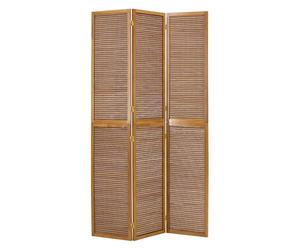 Homestyle4u 381, 3 pan diviseur de pièce écran Pliant - diviseur de Shoji Bois avec du Bambou en Brun Clair