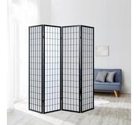 Homestyle4u 4 pan diviseur de pièce écran Pliant - Bois partition Shoji en Riz Noir Blanc