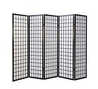 Paravent bois 5 pans shoji noir pliable