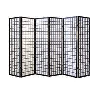 Homestyle4u 6 pan diviseur de pièce écran Pliant - Bois partition Shoji en Riz Noir Blanc