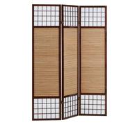 Homestyle4u 62, écran diviseur de Chambre 3 Parties, Pliable Opaque, Bois Bambou Papier de Riz, Brun