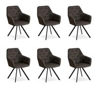 Homestyle4u 2350 - Lot de 6 chaises de salle à manger rembourrées avec accoudoirs, pour salon, cuisine - Gris