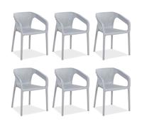Homestyle4u Chaises de jardin x6 - Gris