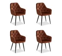 Homestyle4U Chaises de salle à manger - Marron - Lot de 4