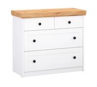 Homestyle4u Commode Sideboard Chêne blanc en bois massif 4 tiroirs – 92,3×82×41,8 cm