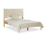 HOMESTYLE4U Lit 2 Places Tissu Bouclé - Beige 140x200 cm