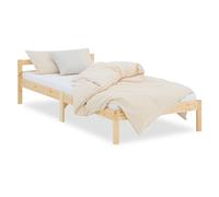 Homestyle4u – Lit simple – Bois de pin verni naturel 90x200