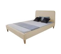 Homestyle4u Lit capitonné - Beige 140x200 cm