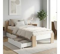 Homestyle4u Lit de rangement 90 x 200 cm avec matelas et sommier à lattes - Lit en bois massif de pin naturel avec 2 tiroirs de lit, lit simple pour chambre d'enfant, adolescent et d'amis