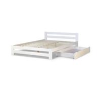 Homestyle4U Lit double - Blanc 140x200 cm