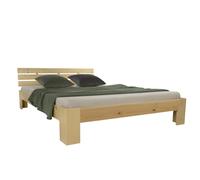 HOMESTYLE4U Lit double futon - Bois pin naturel - 120x200 cm