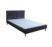 HOMESTYLE4U Lit double - Tissu noir 140x200 cm