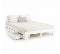 Homestyle4u Lit en bois blanc 180 x 200 cm avec 2 tiroirs de lit
