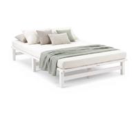 Homestyle4u Lit en palettes 120 x 200 cm blanc avec sommier à lattes en | Lit en bois massif de style palette - 25 cm de dégagement au sol, stable pour chambre d'adolescent, d'invités et de chambre à