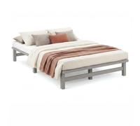 Homestyle4u Lit en palettes 120 x 200 cm gris avec sommier à lattes en bois | Lit en bois massif style palette, 25 cm d'espacement au sol, stable pour chambre d'adolescent, chambre d'amis et chambre à