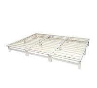 Homestyle4u Lit Familial Palette 270x200 cm en Bois Massif Blanc | Bois de pin massif laqué blanc - Extensible en 3 parties - Sommier à lattes inclus - Idéal pour dormir en famille
