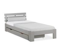 Homestyle4U Lit simple avec sommier 90x200 - Gris