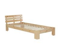 Homestyle4U Lit Simple en Bois avec Sommier 90x200 cm