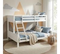 Lit Enfant Lit Superposé 90x200 et 140x200 Lit D'Enfant Bois Blanc