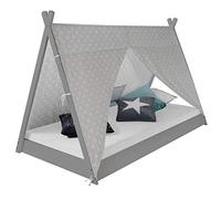 Lit bébé tipi 90x200 jeunes lits gris lit Chambre enfant tissu