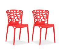 Homestyle4u Lot de 2 chaises de jardin - Rouge