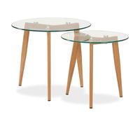 Homestyle4u Lot de 2 Tables Basses Rondes en Verre, Multicolore, Petit