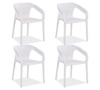 Homestyle4u Lot de 4 chaises de jardin - Blanc