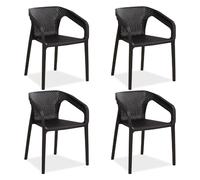Homestyle4u Lot de 4 chaises de jardin - Noir