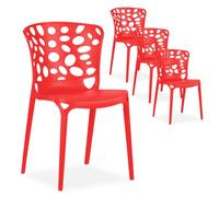 Homestyle4u lot de 4 chaises de jardin - Rouge