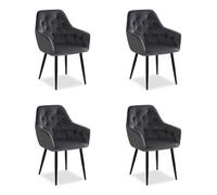 HOMESTYLE4U Lot de 4 Chaises Velours Gris