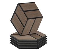 Homestyle4u Lot de 5 panneaux acoustiques hexagonaux - 30 x 26 x 2 cm - Marron - Panneaux muraux - Isolation acoustique - Décoration murale - Absorbeur de bruit
