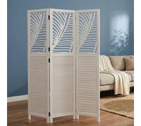 Homestyle4u Paravent 2043 Lot de 3 séparateurs en bois Blanc