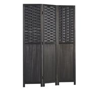 Homestyle4u Paravent 3 panneaux bois - Noir