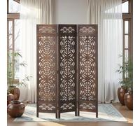 Homestyle4u Paravent 3037 - Paravent - 3 pièces - En bois - Marron marocain - 120 x 170 cm - Brise-vue - Autoportant