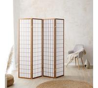 Paravent bois pans shoji marron pliable