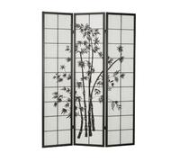 Paravent bois 3 pans bambou noir