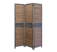 Homestyle4u Paravent bois 3 pans - Marron